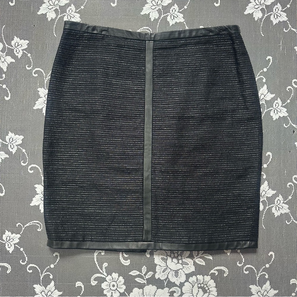 Judith and Charles Black Leather Trim Pencil Skirt Sz 10